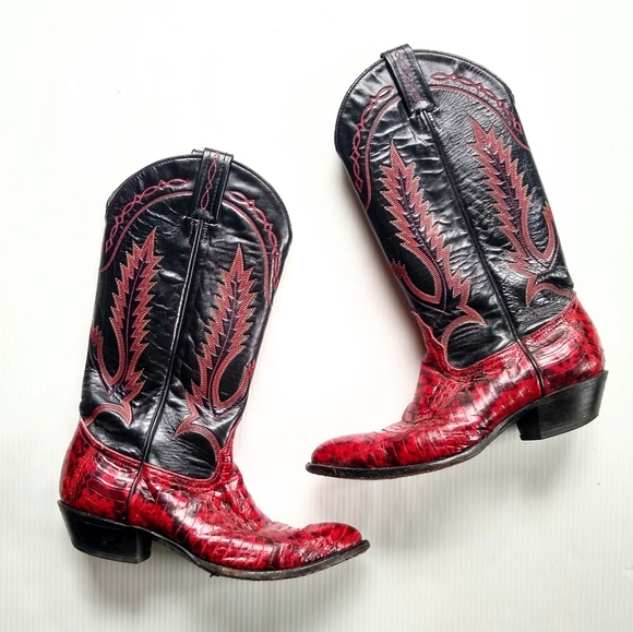 red snakeskin cowboy boots